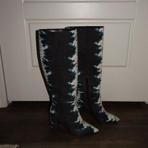 Gianni Bini snake skin heeled boots